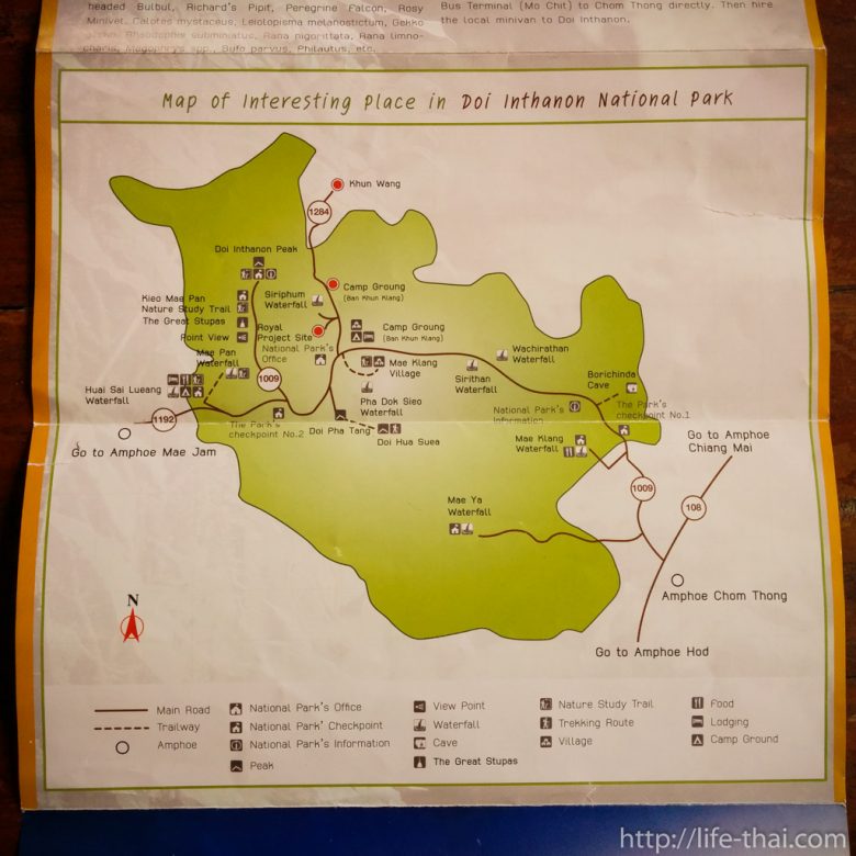 Map of Doi Inthanon, Chiang Mai, Thailand