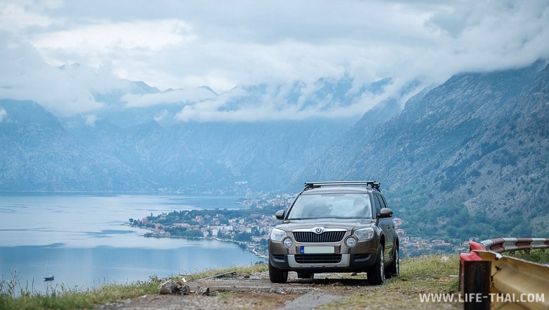 Skoda Yeti над Которским заливом, аренда авто в Черногории Арендовать внедорожник в Черногории