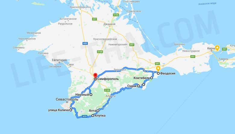 Маршрут путешествия по Крыму на машине