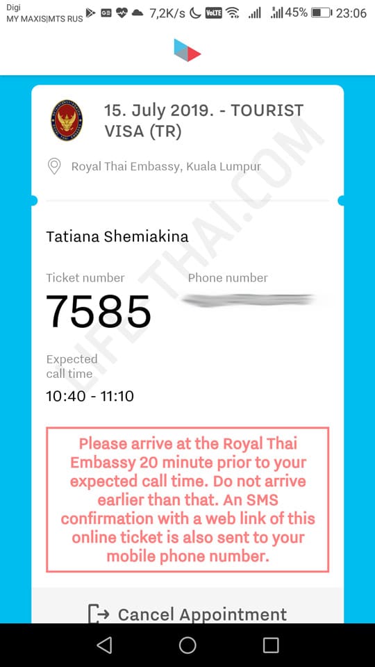 kuala lumpur thai embassy tourist visa