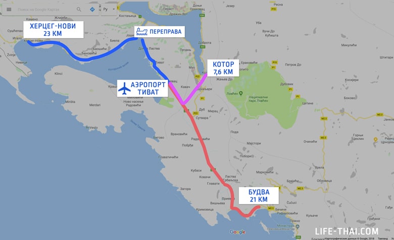 karta-aeroport-tivat-chernogoria
