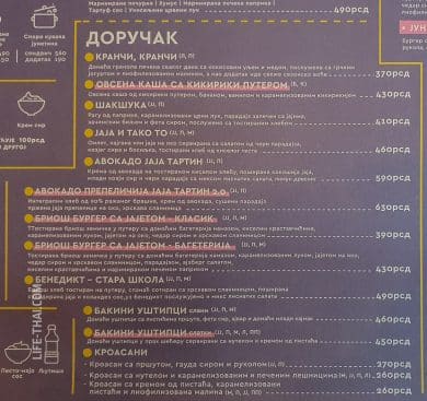 Примеры цен на еду в ресторанах Белграда